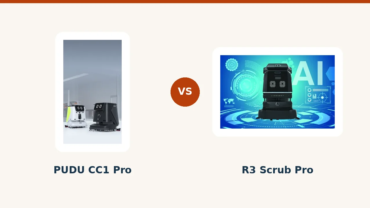 PUDU CC1 Pro et LionsBot R3 Scrub Pro face à face