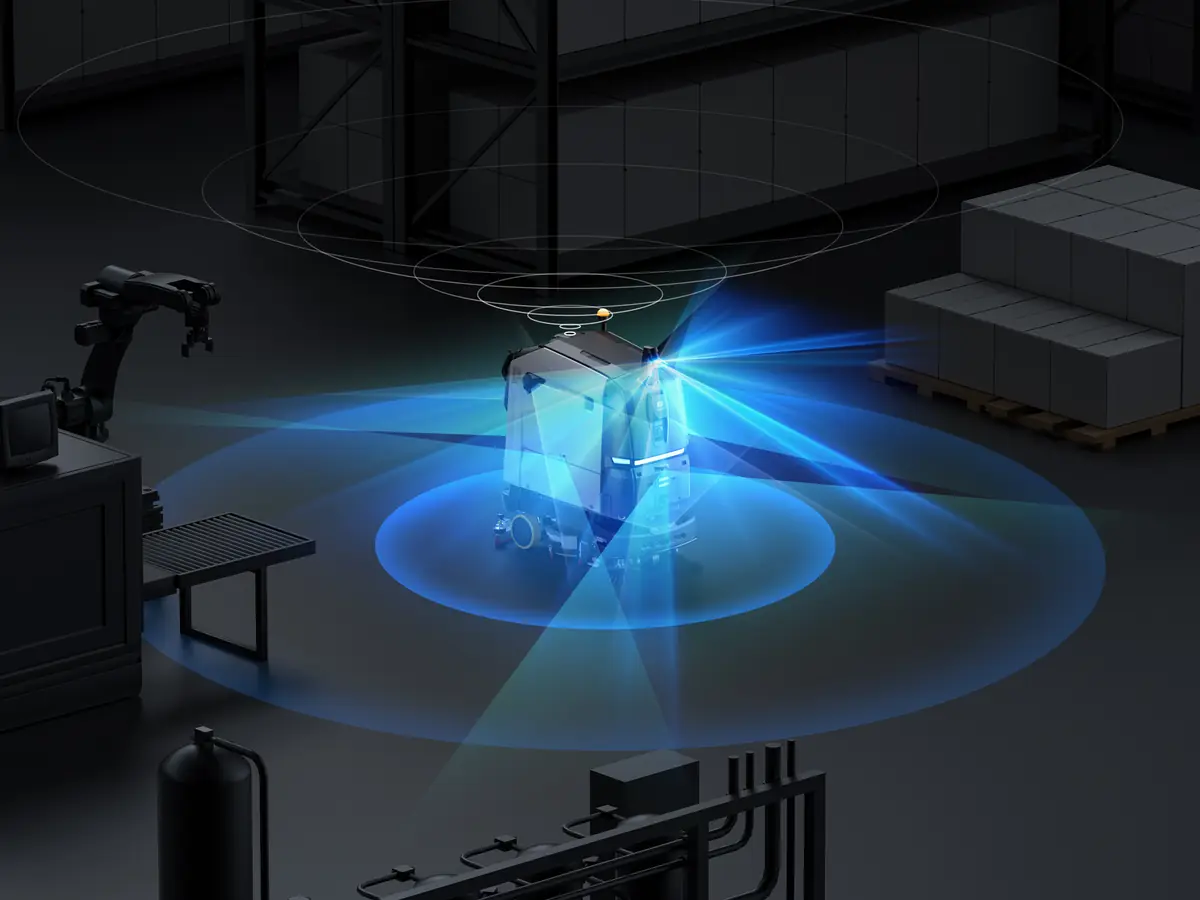 3D perception of the PUDU BG1 Pro in a large industrial space